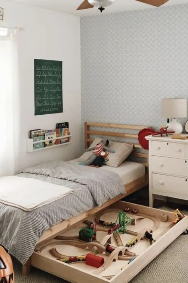 chambre enfant rangement jouet malin exemple où trouver tiroir dessous lit 1 personne