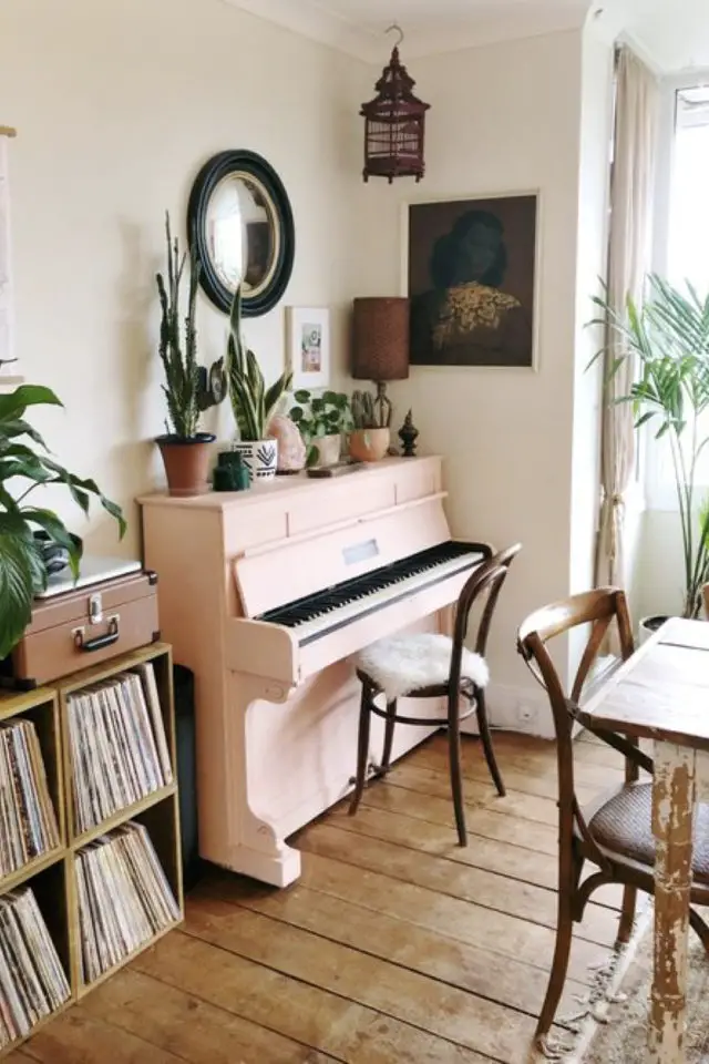 exemple salle a manger moderne rose piano peinture vinyle
