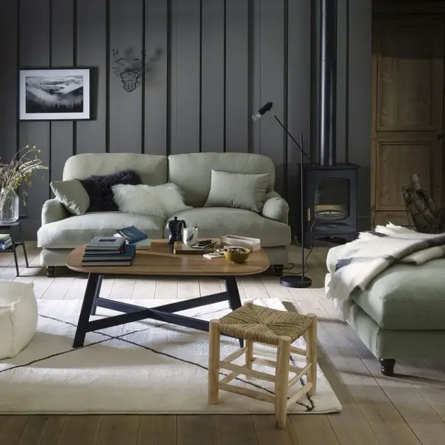 maison responsable decoration durable la redoute canapé fabriqué en france ambiance cosy style moderne salon séjour lambris