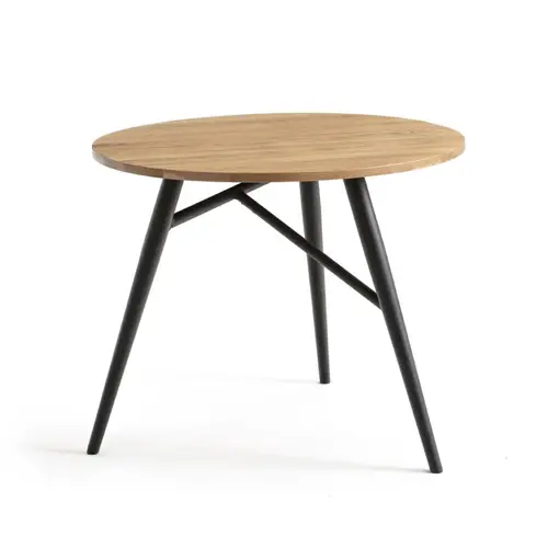 meuble coin repas moderne petite table ronde bois pieds noirs