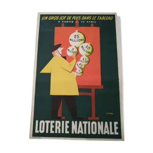 ou trouver affiche vintage annees 50 publicite ancienne loterie