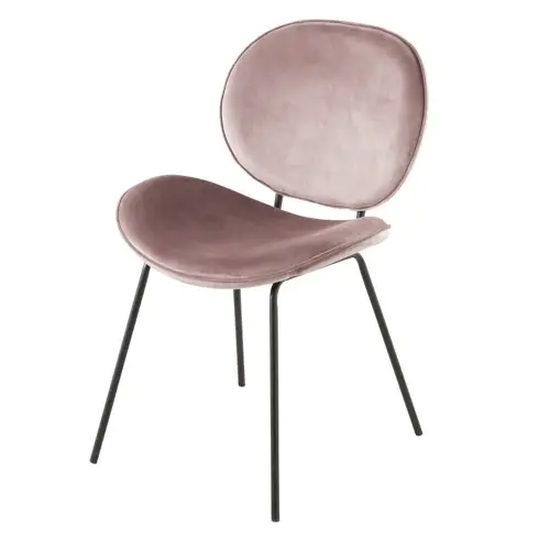 ou trouver deco rose salle a manger chaise velours pietement noir dossier arrondi