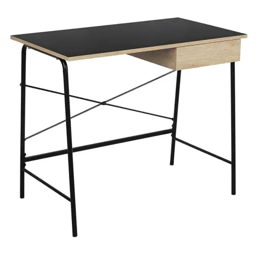 petit bureau deco bois et noir tiroir gain de place pas cher