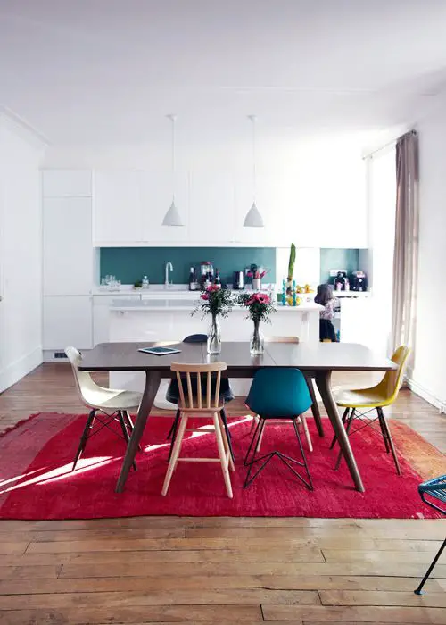 chaises depareillees pas cher cuisine ouverte table rectangulaires couleurs bois formes