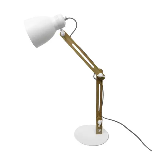 lampe de bureau pratique articulée blanc et bois pas cher