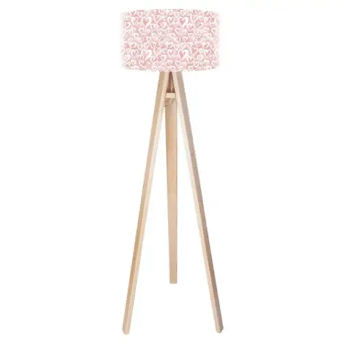 luminaire chambre enfant couleur lampadaire pied bois abat-jour rose décoration