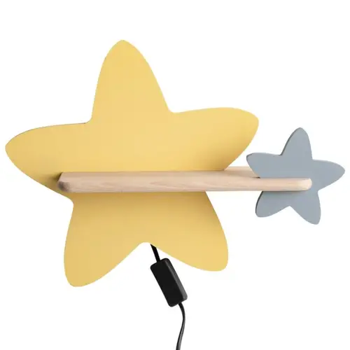 luminaire chambre enfant couleur applique murale étoile jaune et grise