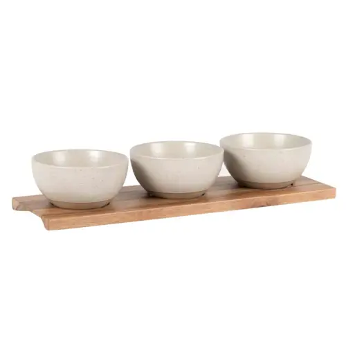 ou trouver accessoire deco slow living set 3 bols et plateau bois couleur beige