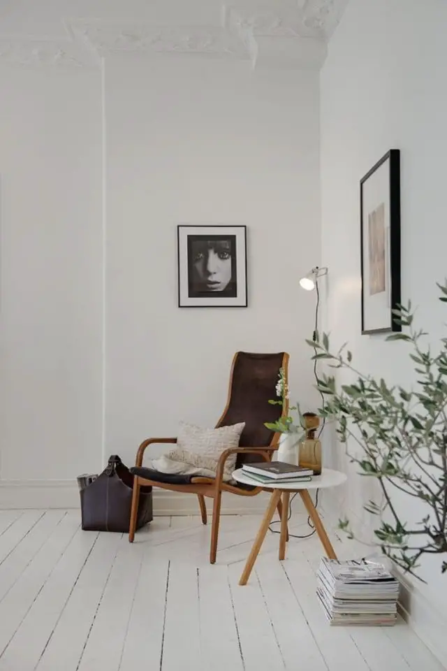 salon decoration style masculin exemple minimalisme blanc simple sobre essentiel
