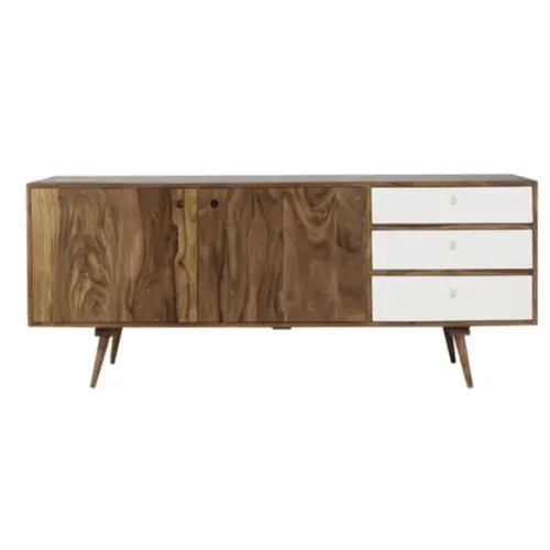 salon sejour mid century buffet enfilade porte x2 et tiroirs blanc