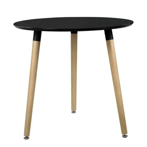 table repas 2 personne pas cher style scandinave noir et bois ronde 3 pieds