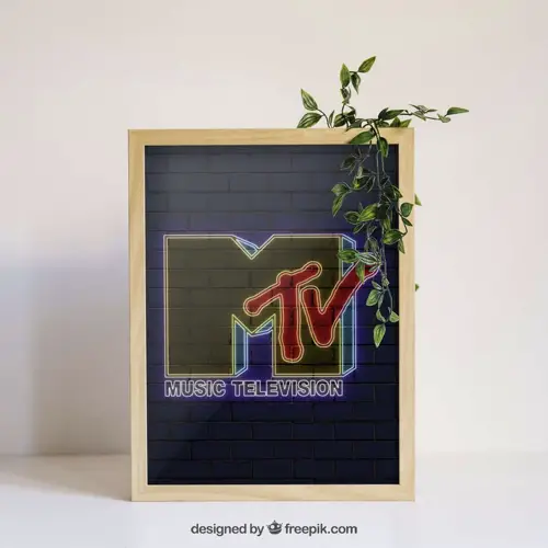 affiche poster culture rock decalee MTV logo fond noir