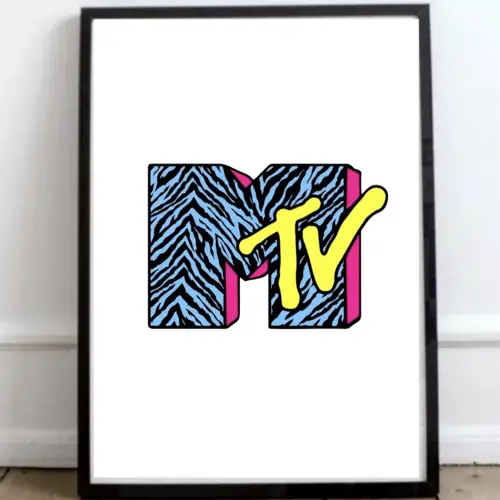affiche poster culture rock decalee affoche MTV années 90 fond blanc