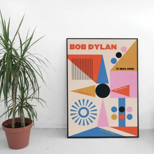 decoration affiche poster musique rock bob dylan couleur géométrique