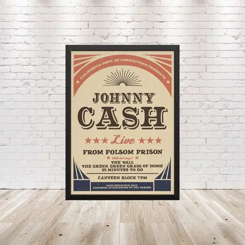 decoration affiche poster musique rock jonnhy cash illustration