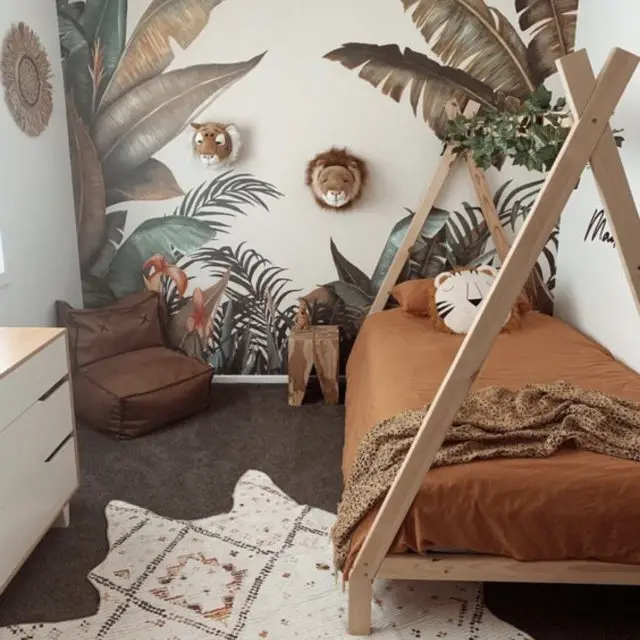 idee deco lit cabane enfant style jungle safari exemple DIY facile