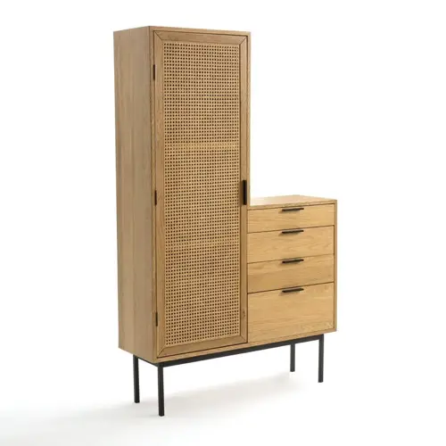 mobilier cannage tendance pas cher dressing armoire 1 porte + tiroir