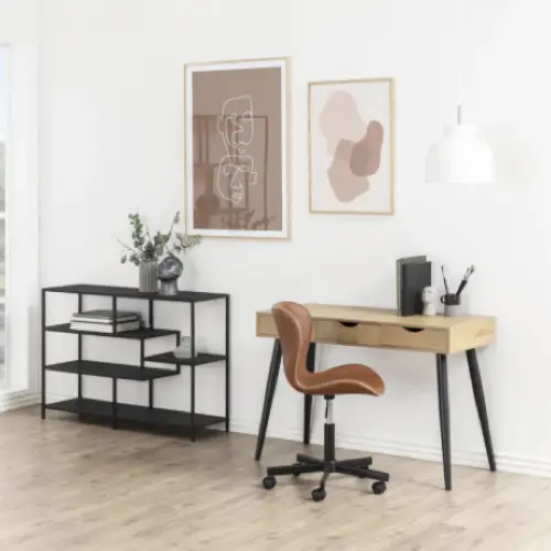 modele bureau salon exemple scandinave moderne bois pieds compas noir