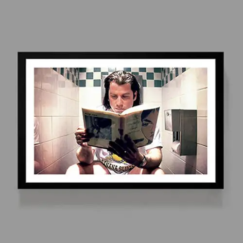 ou trouver affiche film deco cine pulp fiction toilettes vincent vega lecture
