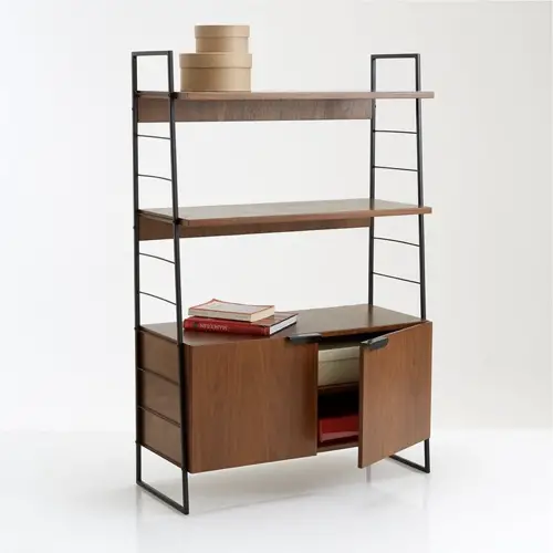 tendance 2021 vintage meuble mid century La Redoute bibliothèque étagère bois et métal