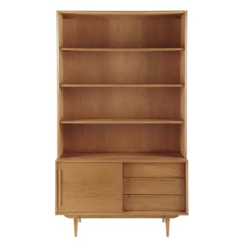 bibliotheque vintage maisons du monde bois style mid century tiroir porte et étagère