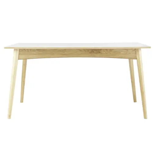 changer table salle a manger style scandinave plateau blanc pieds en bois