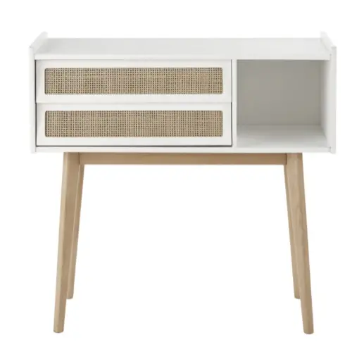 entree minimaliste meuble deco console moderne bois cannage blanc