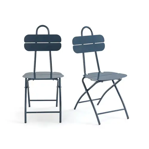 ete jardin fraicheur table repos chaise extérieure bleu moderne en métal pliante