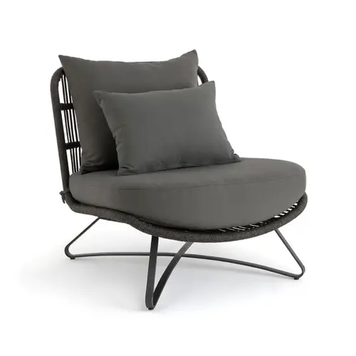 jardin tendance confort 2021 fauteuil extérieur gros coussin structure métallique cosy couleur grise neutre