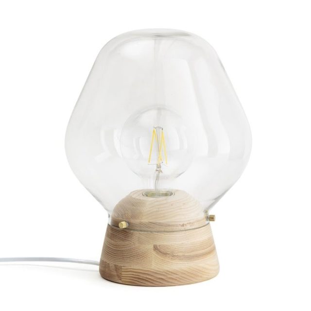 meuble deco minimaliste et chaleureux petite lampe à poser bois et verre