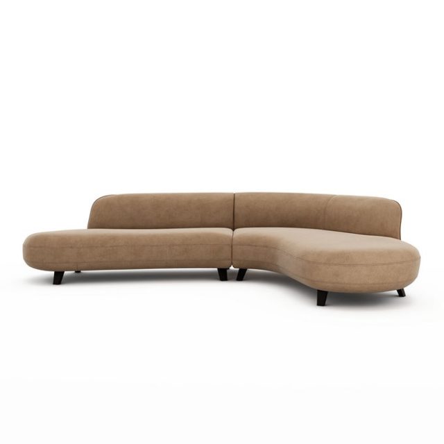 meuble deco minimaliste et chaleureux canapé d'angle moderne arrondi couleur neutre design