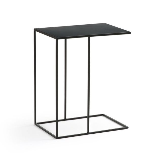 meuble deco minimaliste et chaleureux bout de canapé tablette métal noir