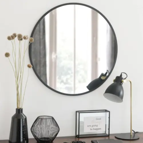 miroir rond tendance maisons du monde encadrement bord noir