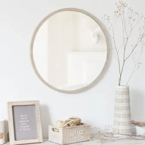 miroir rond tendance maisons du monde encadrement bois clair slow