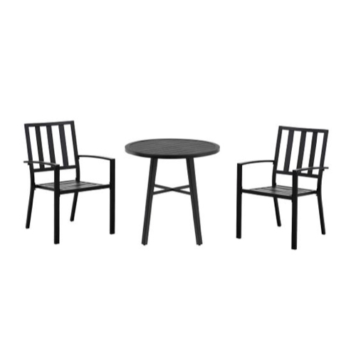 mobilier jardin pas cher chaises et table ronde noir moderne
