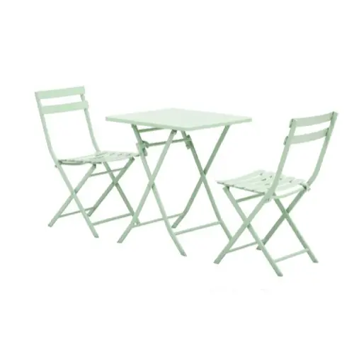 mobilier jardin pas cher petite table pliante verte amande 2 chaises
