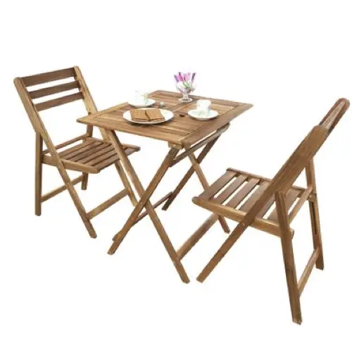 mobilier jardin pas cher table pliante en bois carrée avec 2 chaises