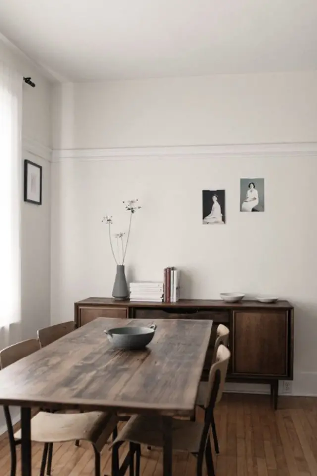 salle a manger decoration masculine exemple espace minimaliste et épuré bois et blanc décoration simple banc