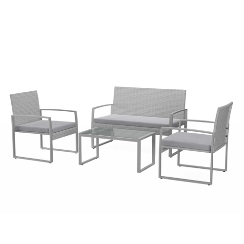 salon de jardin promotions 2 fauteuils canapé extérieur et table résine grise