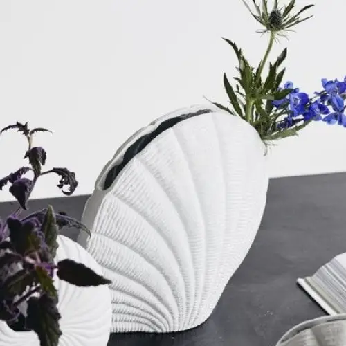 accessoire decoration forme coquillage vase couleur blanc moderne