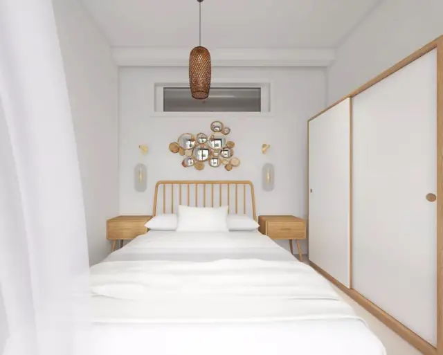 chambre deco boheme moderne tête de lit rotin ambiance lumineuse blanche naturelle