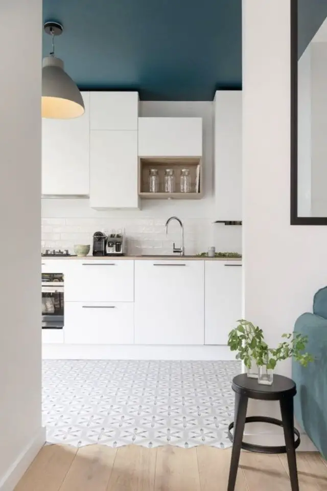 cuisine minimaliste moderne exemple peinture couleur plafond