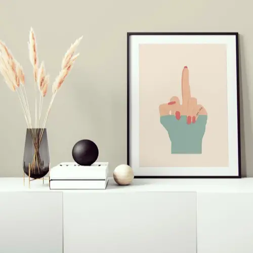 deco rock doigt dhonner middle finger illustration couleur pastel à encadrer