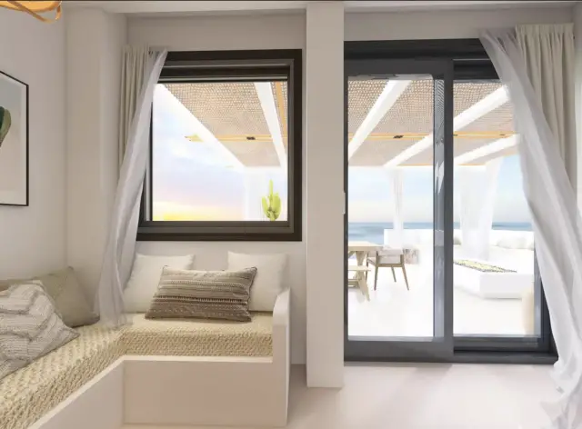 decor moderne boho chic baie vitrée terrasse maison de vacances