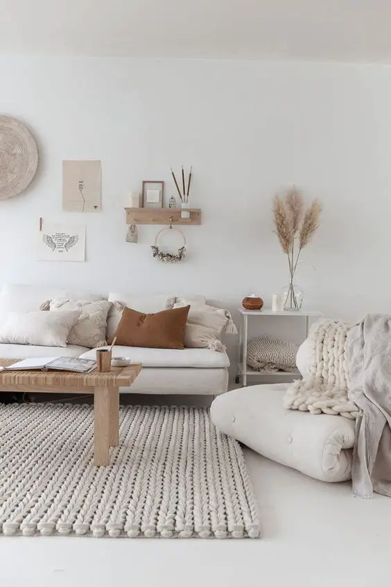 decoration minimaliste salon indispensables slow living slowlife couleur blanc et neutre