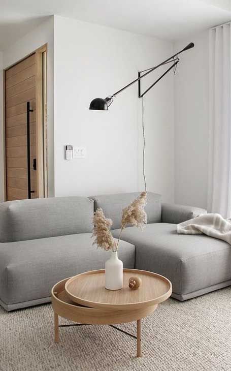 decoration minimalisme salon indispensables canapé angle design épuré gris