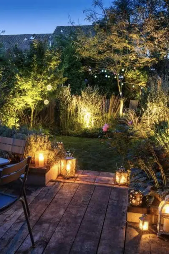 eclairage jardin exemple a copier lanternes bougies terrasse