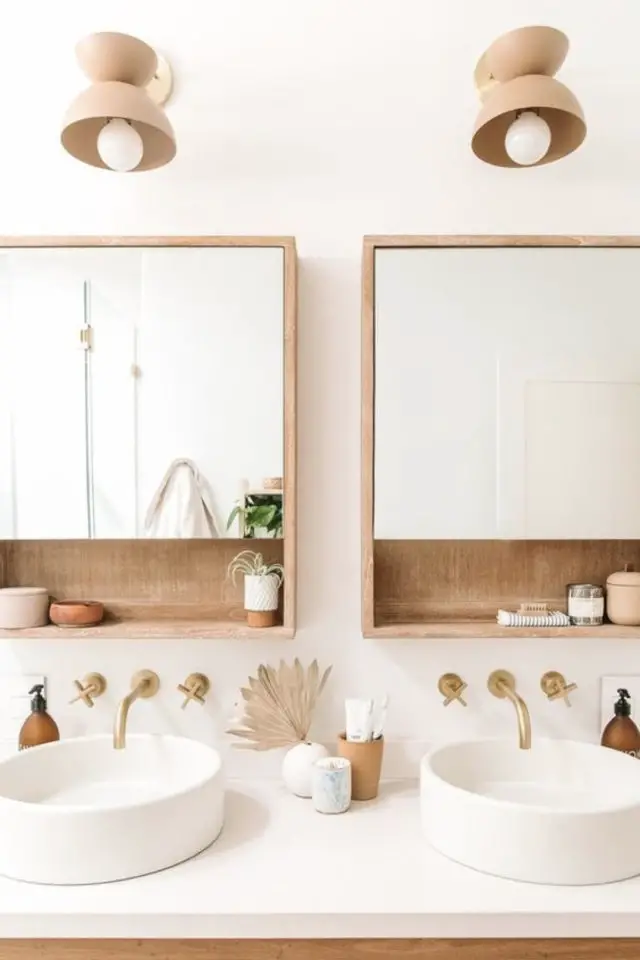salle de bain moderne double miroir slow intérieur rectangle bois épuré slowliving