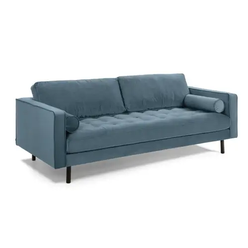 meuble style masculin en soldes Canapé Debra 3 places 220 cm Velours bleu turquoise kave homa