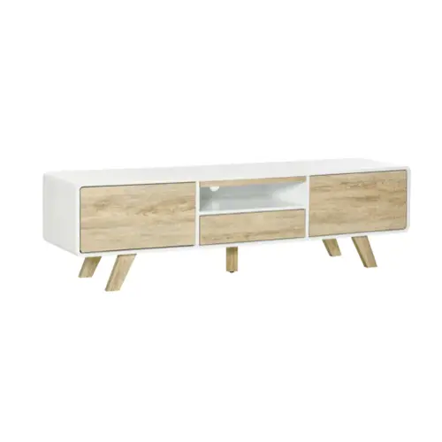 soldes meuble style slow deco meuble télévision bois et blanc moderne tiroir